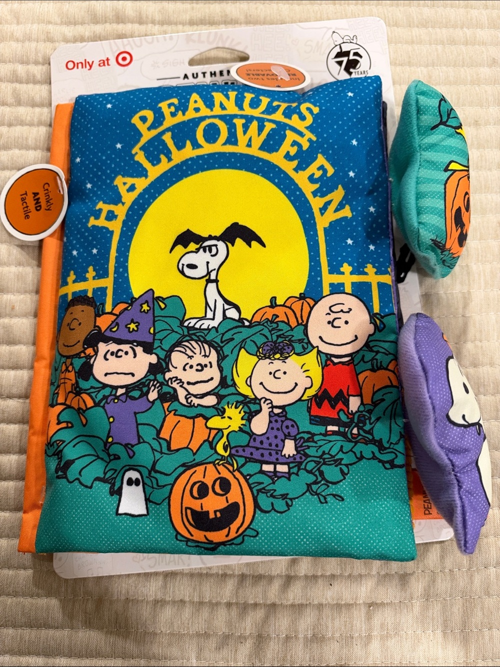 NWT Peanuts Halloween Baby Crinkly Book with 2 Characters